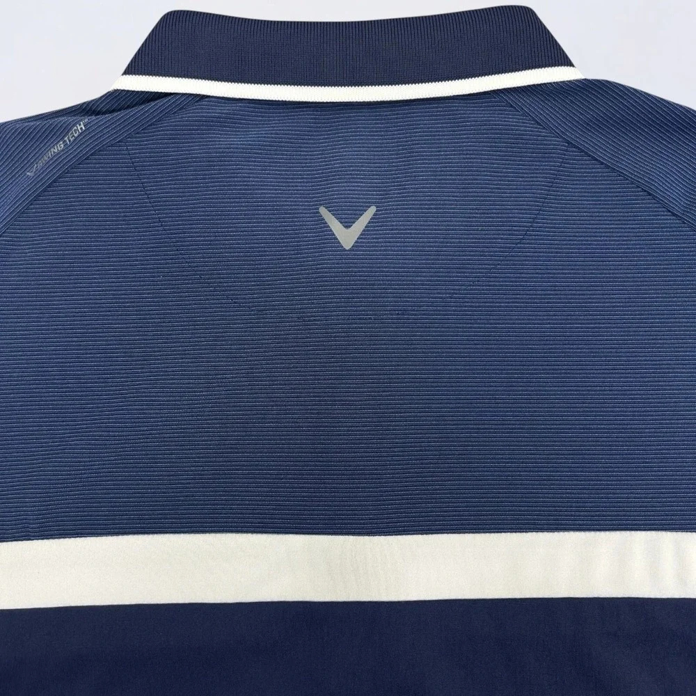Callaway Polo Shirt Men's Large Blue Opti Dry Performance Stretch Golf Preppy